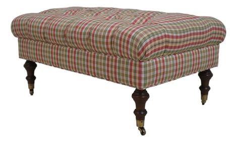 Edward Ferrell Plaid Upholstered Tufted Ottoman