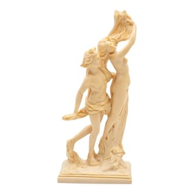 Italian Classical Nude Sculpture of Apollo and Daphne – 12" Vintage Resin Art