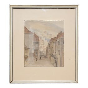 Friedrich Ernst Morgenstern Framed Watercolor Street European Scene