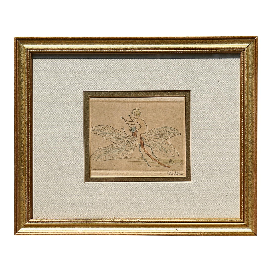 Charming Artist Signed Colored Sketch-Framed (1 of 7)
