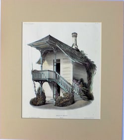 Maison De Jardinier Original Lithograph, 1860