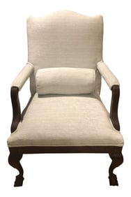 Vintage Georgian Cut Velvet Armchair With Fretwork and Ball and Claw Feet