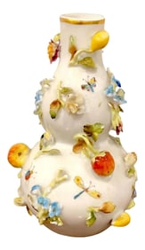 19th Century Meissen Cabinet Vase With Applied Fruits and Flowers
