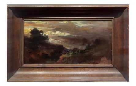 John Bond Francisco-Study of Santa Ana Canyon at Dusk-Oil Painting C.1900s