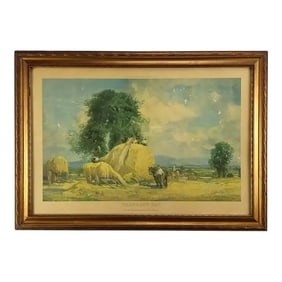 Print c.y. Lawrence " Fragrant Hay" Farmhouse Gilt Frame