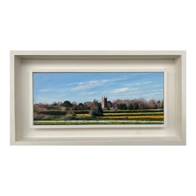 Nicholas Smith, Daffodil Fields English Landscape Painting by Contemporary Photorealist Artist, 2017