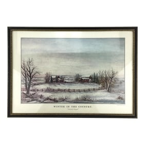 Vintage Framed Print "Winter in the Country" by George Durrie
