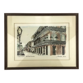 Framed French Quarter Original Lithography Circa 1975