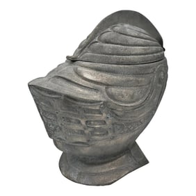 Vintage Pewter Knight's Helmet Ice Bucket