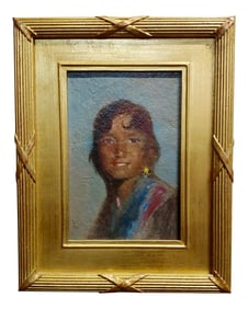 Portrait of a Native American Girl - Oil Painting