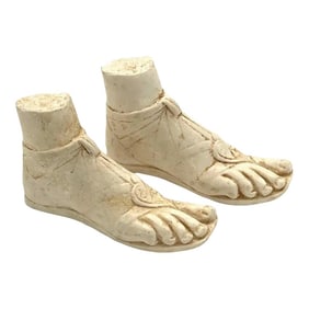 Mid 20th Century Diminutive Italian Grand Tour Style Models of Two Sandaled Right Feet - a Pair