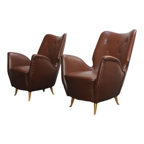Pair of Isa Bergamo Sculptural Petite Club Chairs Attributed to Gio Ponti