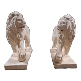 1930 Limestones Lion Statue - Set of 2