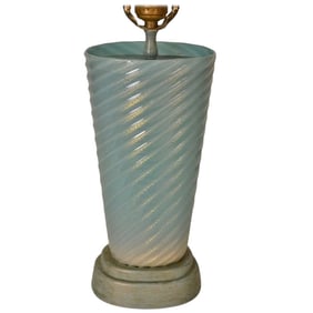 Murano Glass Lamp Blue Swirl With Gold Inclusion