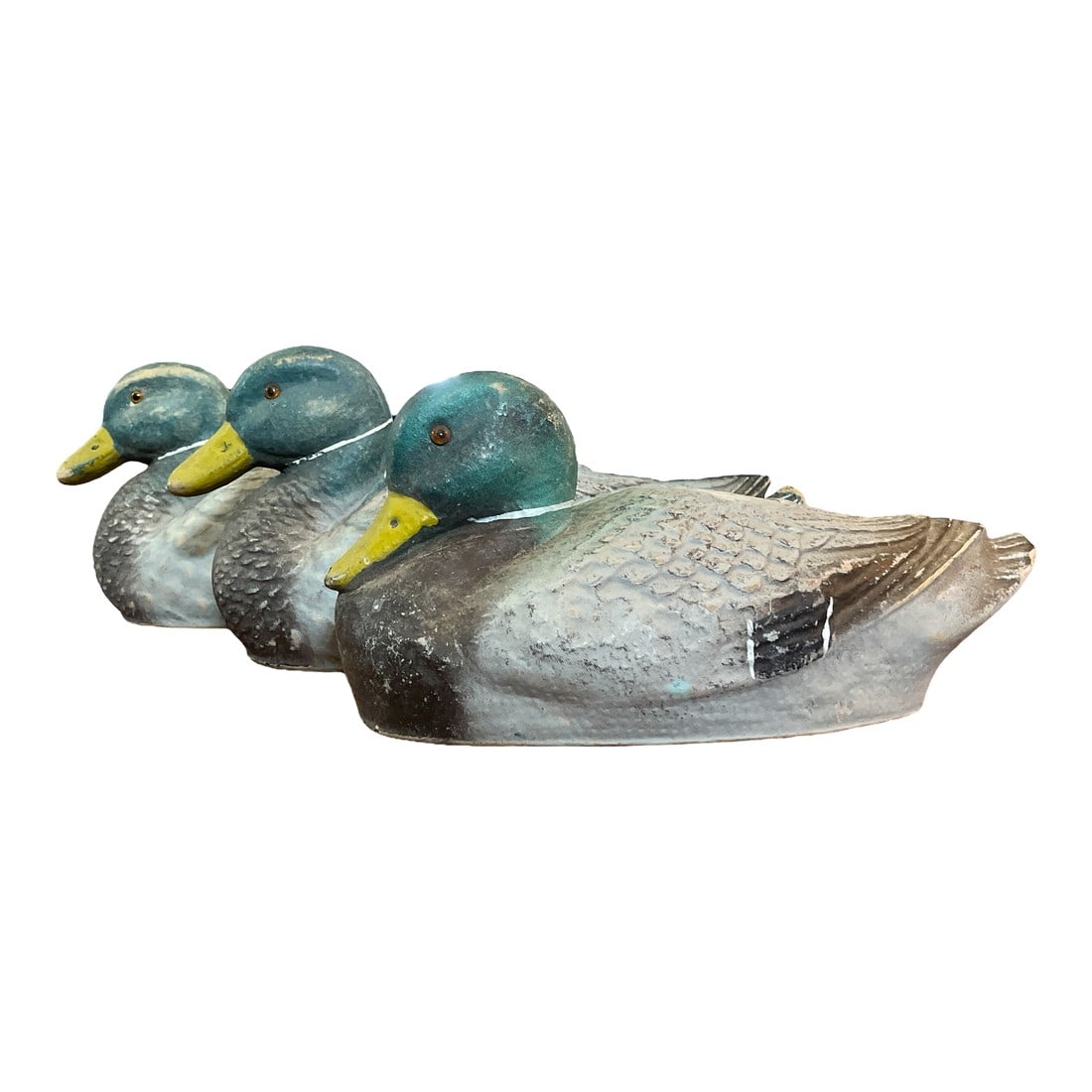 1940s Hand Painted Papier MÃ¢ché Mallard Drake Duck Decoys - Set of 3 (1 of 12)