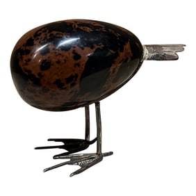 Modernist Abstract Bird Sculpture Sterling Silver and Stone