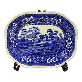 15 Inch Antique English Copeland Blue Spodes Tower Platter Serving Dish