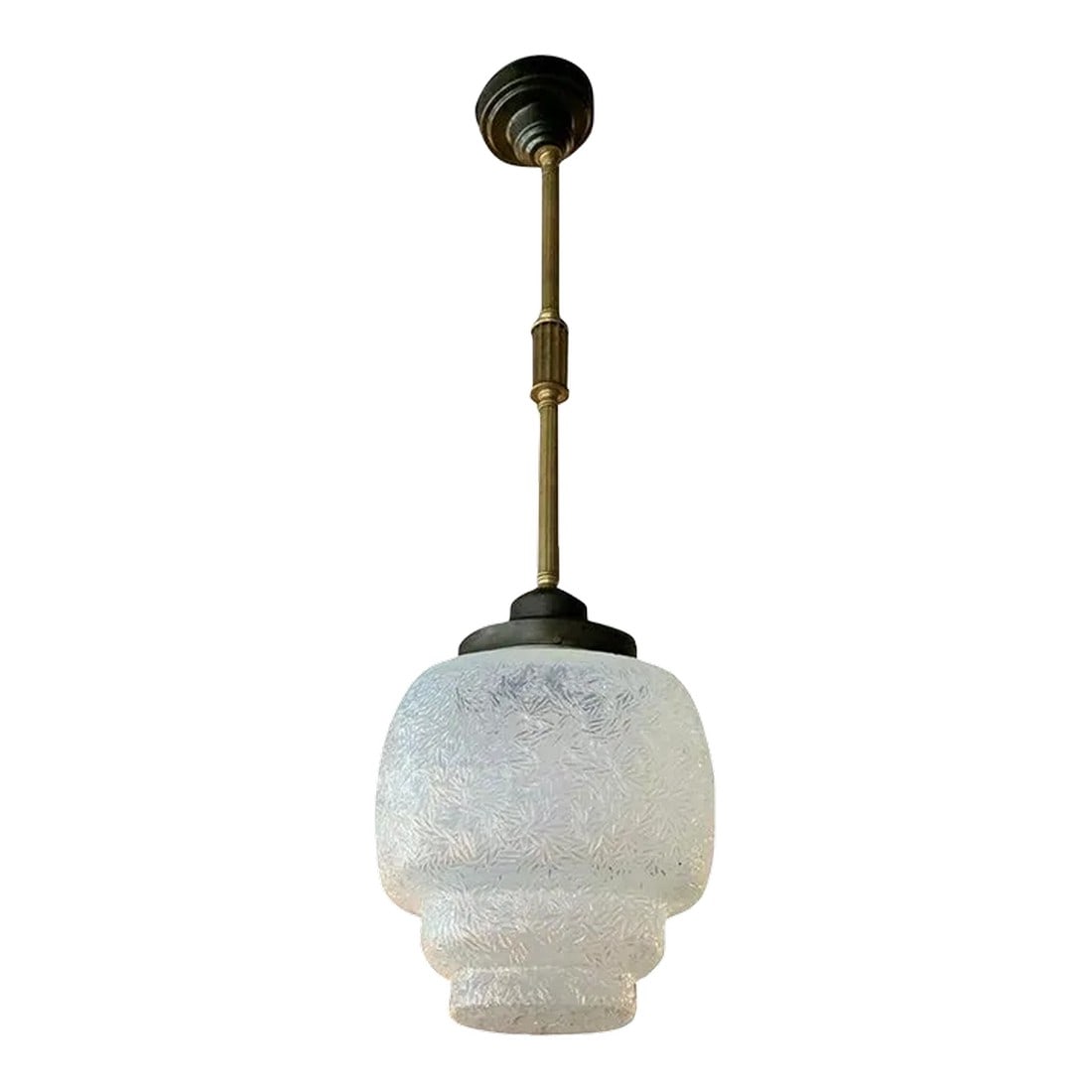 Early 20th Century Art Deco Layered Opaline Glass Pendant Light (1 of 9)