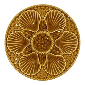 Mid 20th Century Longchamps French Ochre Oyster Plate