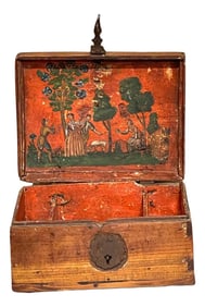 18th Century Dutch Walnut & Iron Polychromed Domed Table Box