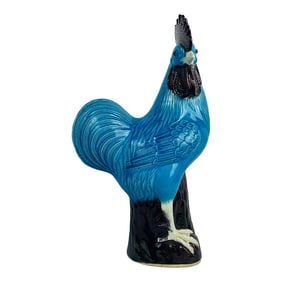 Large Antique Chinese Export Turquoise Glazed Rooster