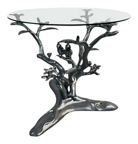 Giacometti Style Parrots Amongst Flowering Tree Table