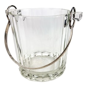Vintage Crystal and Silver-Plated Ice Bucket Italy