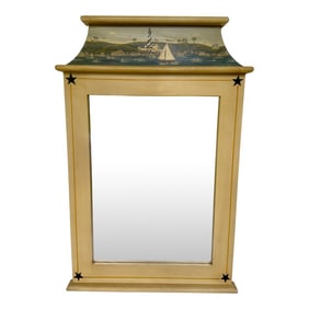 Vintage Late 20th Century Nautical Folk Art Trumeau Wall Mirror, Artist Signed