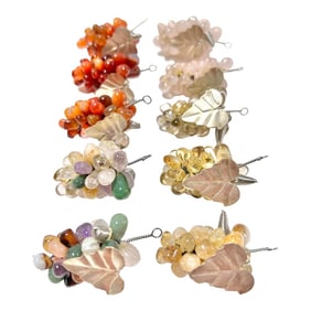 1970s Stone Grape Cluster Place Card Holders - Set of 10