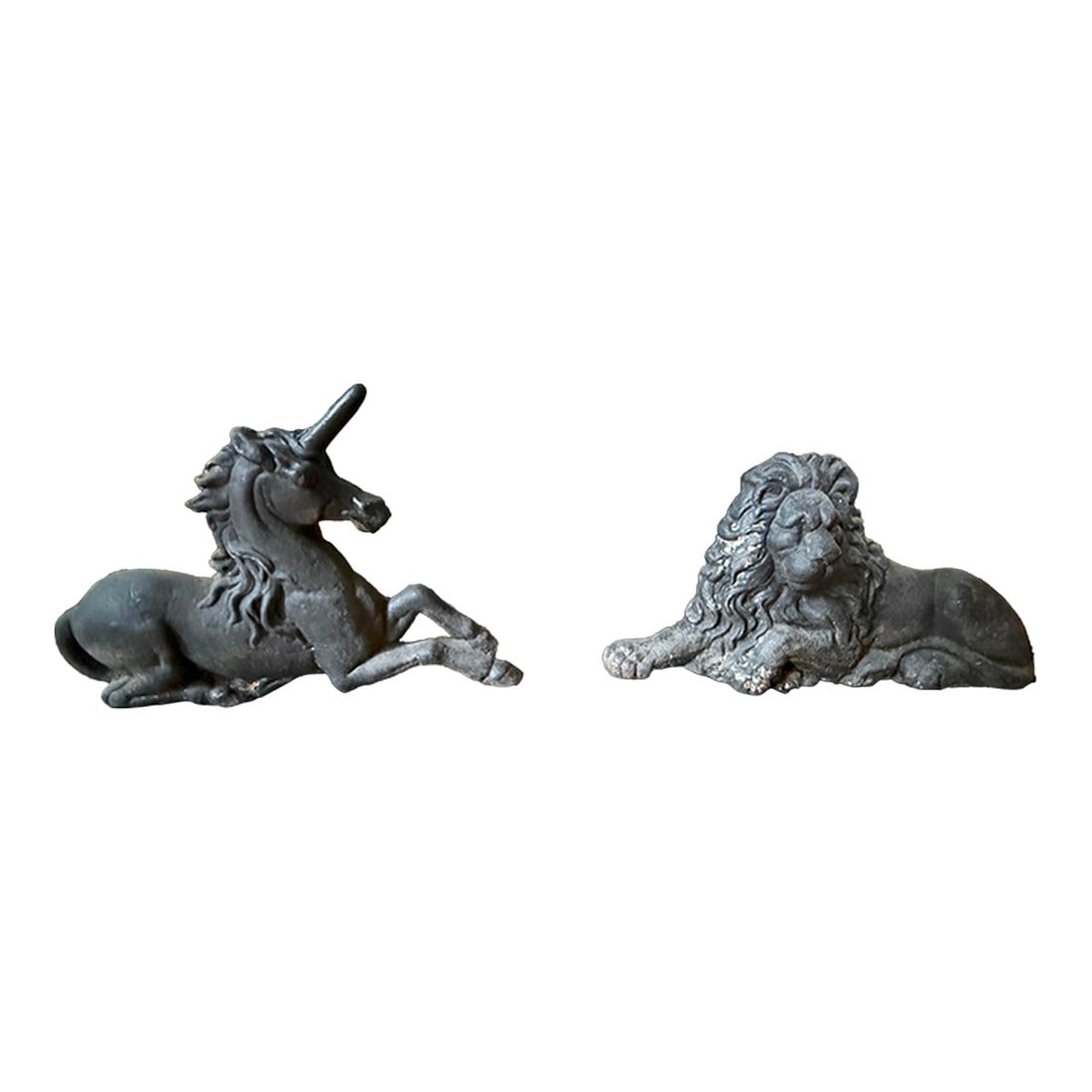 1860 Large Recumbent Lion & Unicorn Cast Iron Boot Scrapes - Set of 2 (1 of 6)