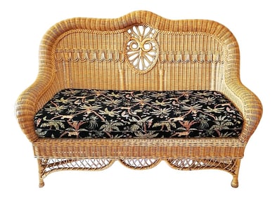 1980s Vintage Ralph Lauren Wicker Settee