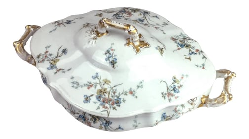 Vintage Porcelain Covered Casserole Serving Dish Theo Haviland Limoges France