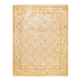 Vintage Moroccan Hand Knotted Wool Area Rug, Ivory - 7'10" X 10'2"