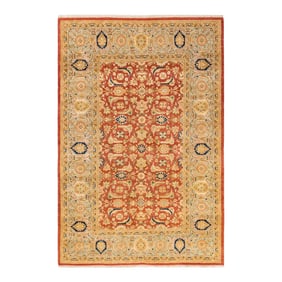 Mogul, One-of-a-Kind Hand-Knotted Area Rug in Orange, 6' 2" x 9' 2"