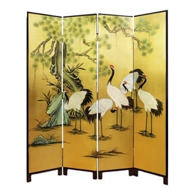 Late 20th Century Coromandel Four Panel Screen Room Divider