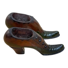 19th Century English Regency Carved Mahogany Salesman Samples/Models of Leather Boots - a Pair
