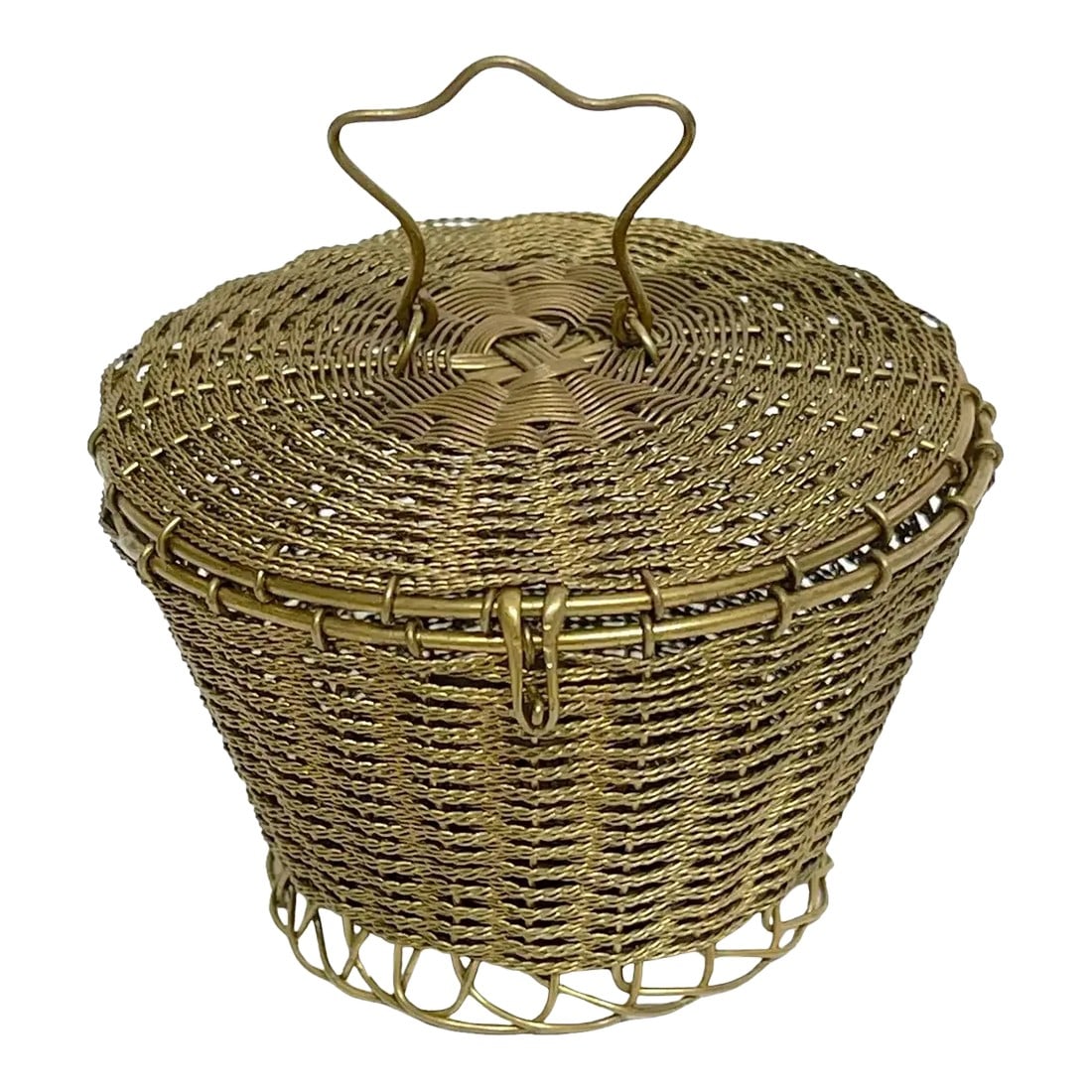 19th Century Napoleon III Woven Gilt Bronze Handled Basket, Weave Table Box (1 of 13)