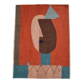 Paul Klee Clown Inspired Hand Woven Area Rug & Wall Decor - 3'10" x 5'4"