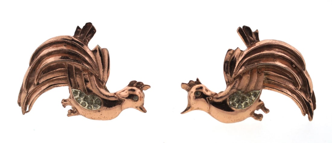 SENSATIONAL Costume Jewelry Bird Earrings!: Title: SENSATIONAL Costume Jewelry Bird Earrings! Description: Nadine Krakov Collection Fine Jewelry, Arts & Antiques Purveyors and Purchasers of Antique and Estate Pieces 191 South Beverly Drive Beve