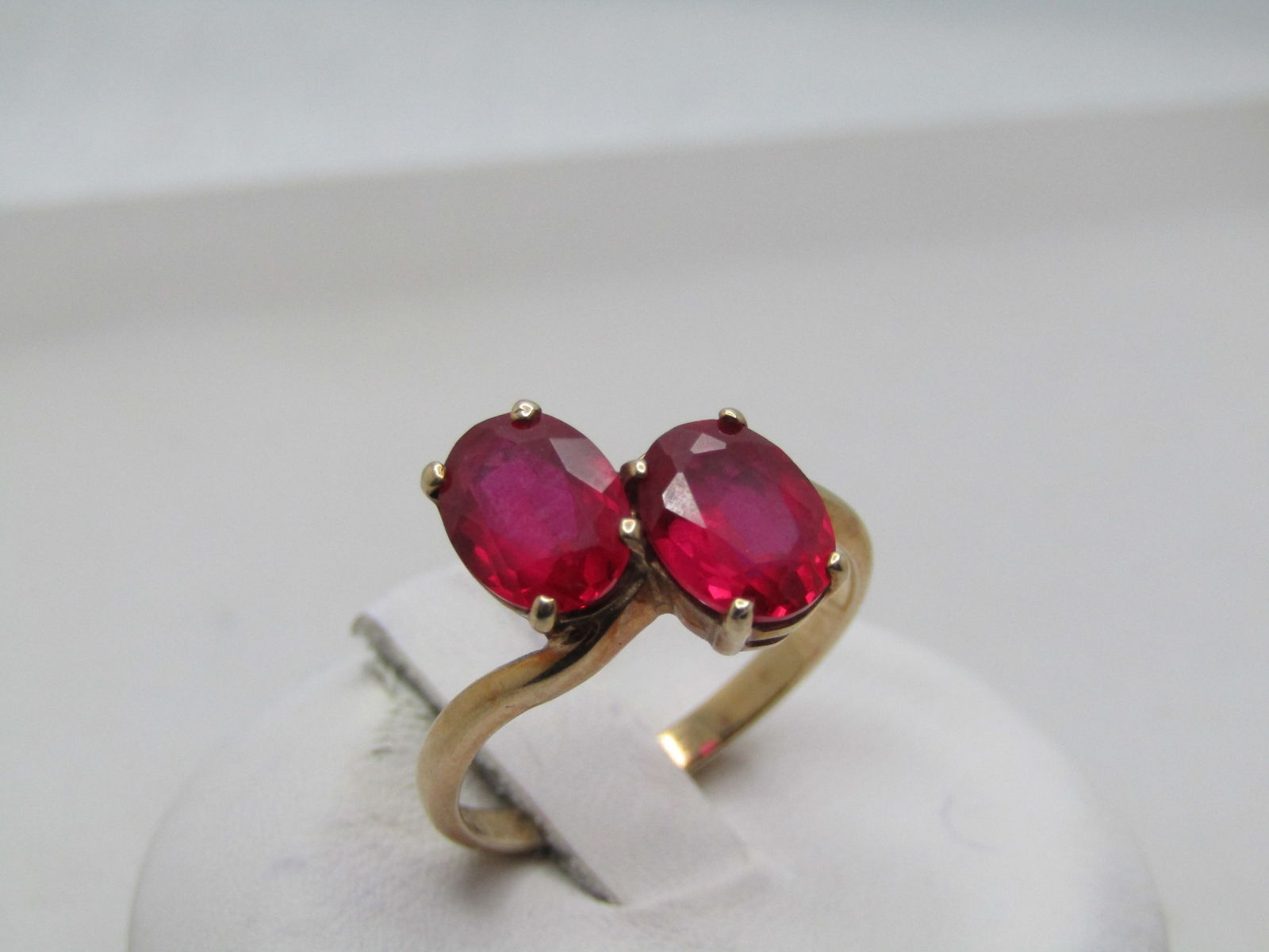Vintage 10kt Double Ruby Bypass Ring, Sz. 7, Signed SKS, 1950's-1960's (1 of 6)