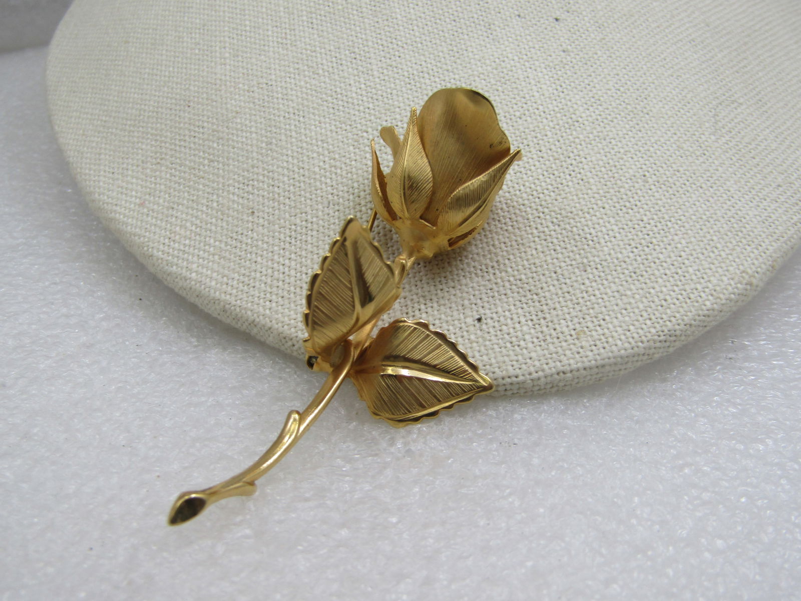 Vintage Long Stem Rose Brooch, Signed Giovanni, 3" (1 of 8)