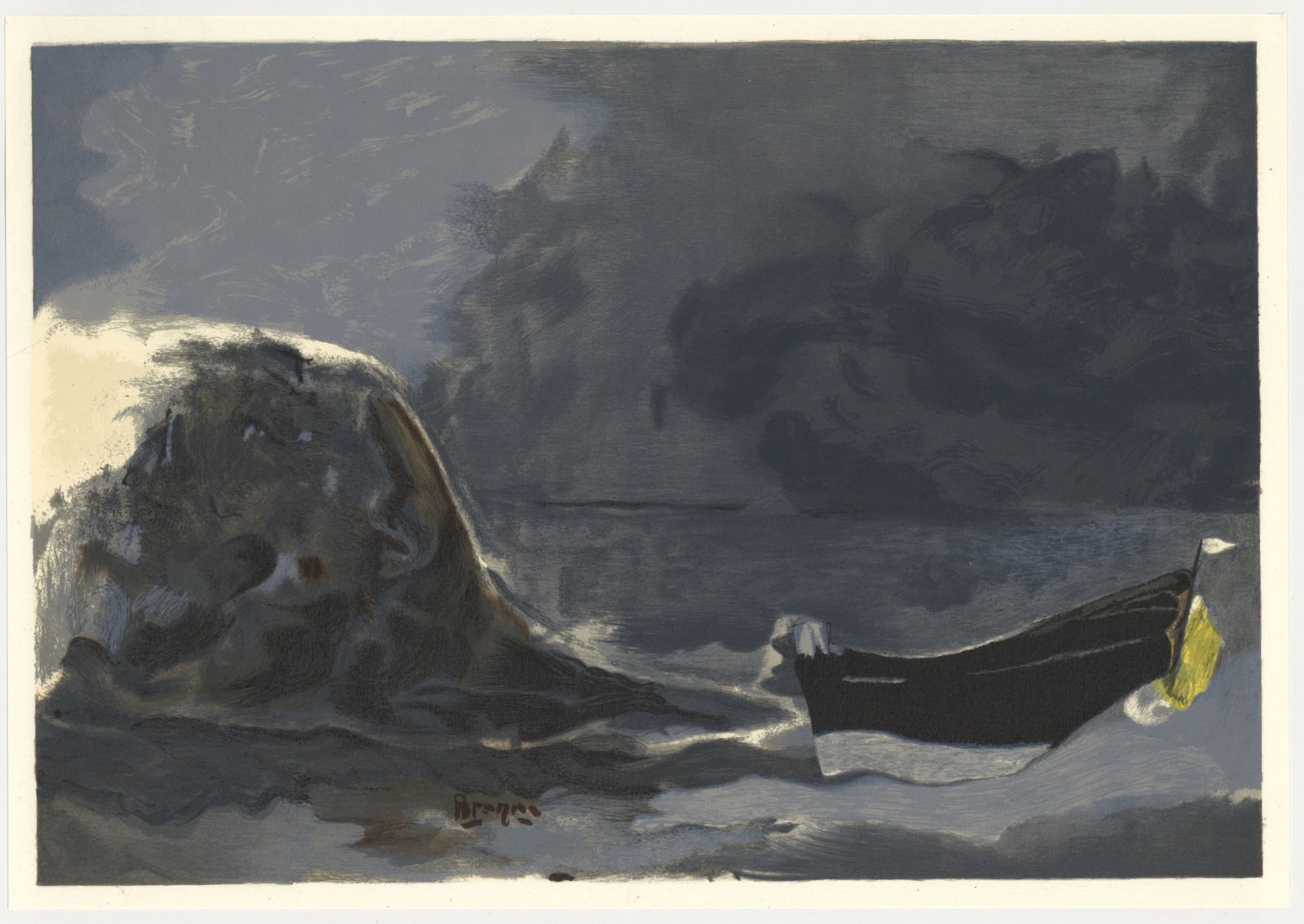 Braque Lithograph Marine Noire 1960 Varengeville: Title: Braque Lithograph Marine Noire 1960 Varengeville Artist: Braque, Varengeville Description: Artist: Georges Braque County: France Title:? Marine Noire 1960 Medium: Lithograph Marks: Signed in pl