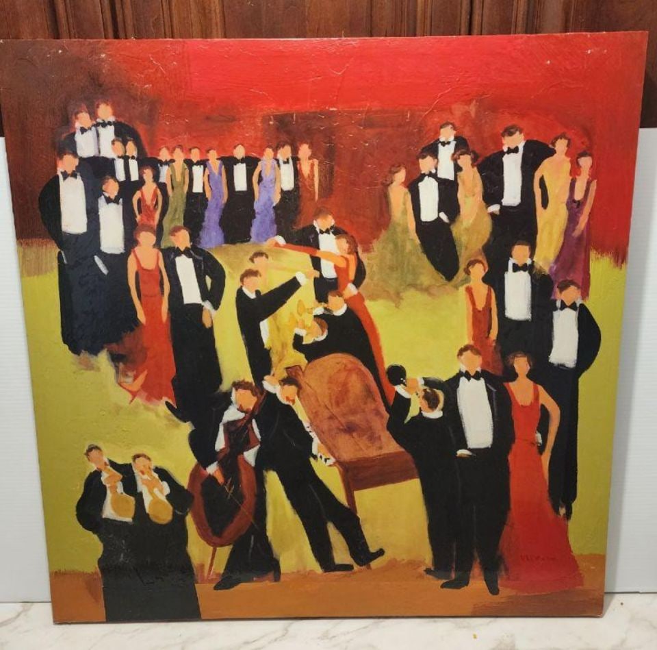 Vintage fine art reproduction of "Cafe Society" by the iconic American artist Valerie Lennon. (1 of 1)