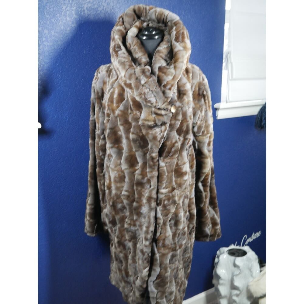 Amazing Grey brown Laser sheared Mink Fur Coat Jacket (1 of 8)