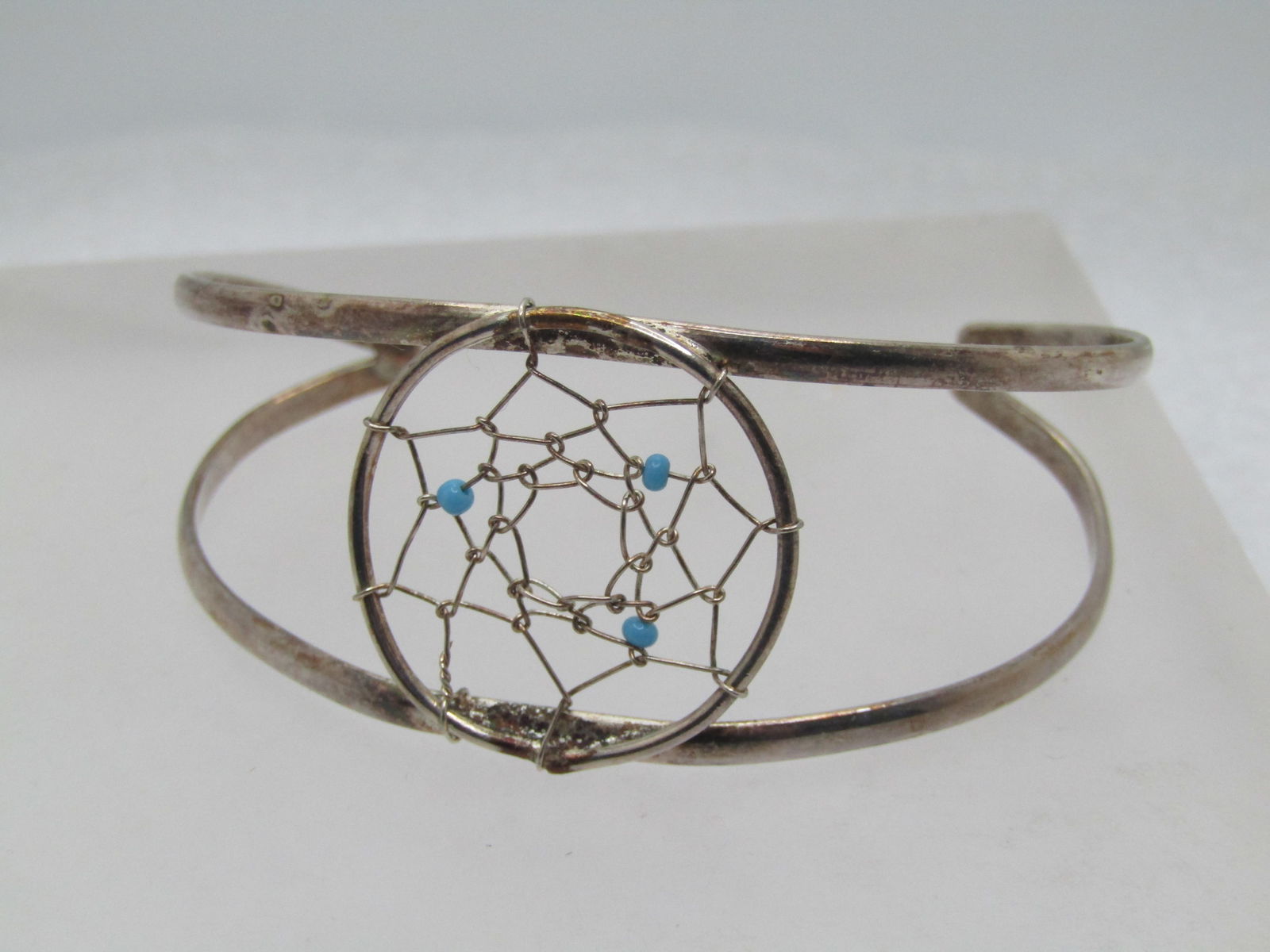 Vintage Dreamcatcher Cuff Bracelet, 6.5", Mexico, Alpaca, 1970's-1980's (1 of 6)