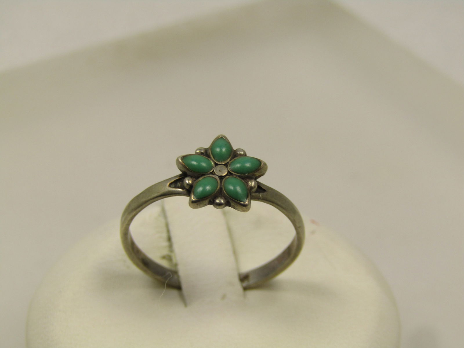 Vintage Sterling  Southwestern Turquoise Blossom Ring, Sz. 6.5, Bell Trading, 1960's-1970's (1 of 7)