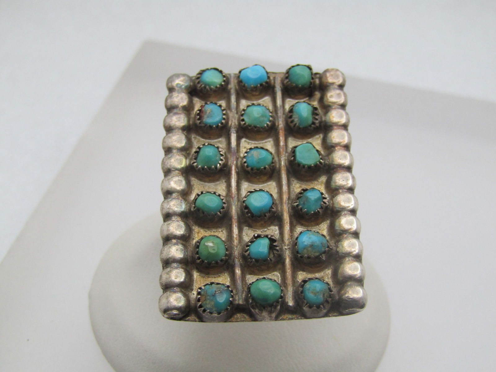 Vintage Sterling  Southwestern Turquoise Snake Eye Ring, Sz. 6.  1960's-1970's (1 of 6)