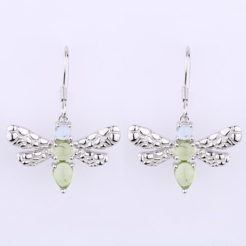 Earrings: Peridot CAB Pears 7x5mm: Title: Earrings: Peridot CAB Pears 7x5mm Description: Peridot CAB Pears 7x5mm - 2Pcs + Peridot CAB Round 5.00mm - 2Pcs + Blue Topaz CAB Round 4.00mm - 2Pcs ( Texture ) ( Ear Wire ) After 2000 Material