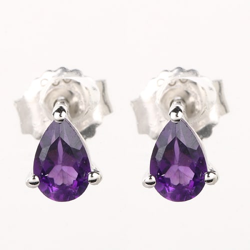 Earrings: African Amethyst Pears 6x4mm (1 of 1)