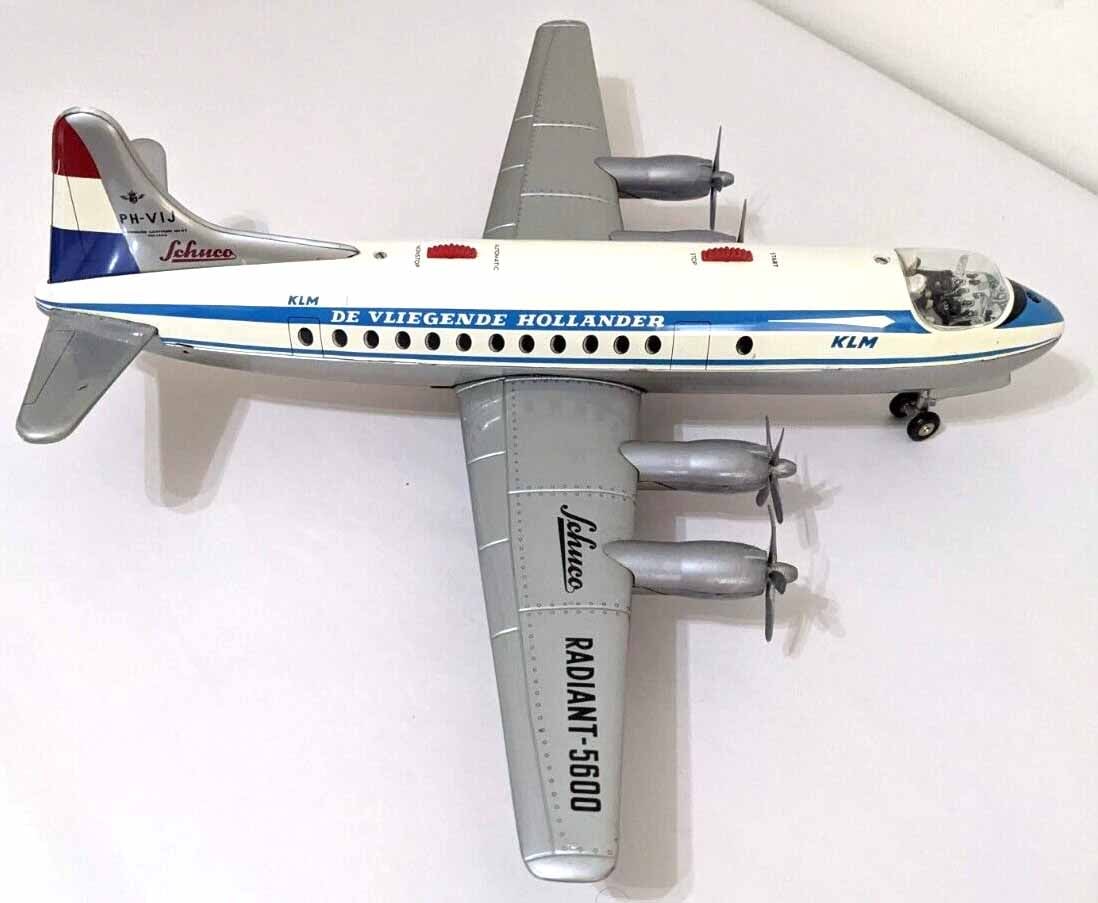 Schuco Radiant 5600 KLM , the very much sought after Vickers Viscount plane type, with complex: Title: Schuco Radiant 5600 KLM , the very much sought after Vickers Viscount plane type, with complex sequencing of props and taxiing, c10 , remote wire steering, Engines rev up one by one, plane star